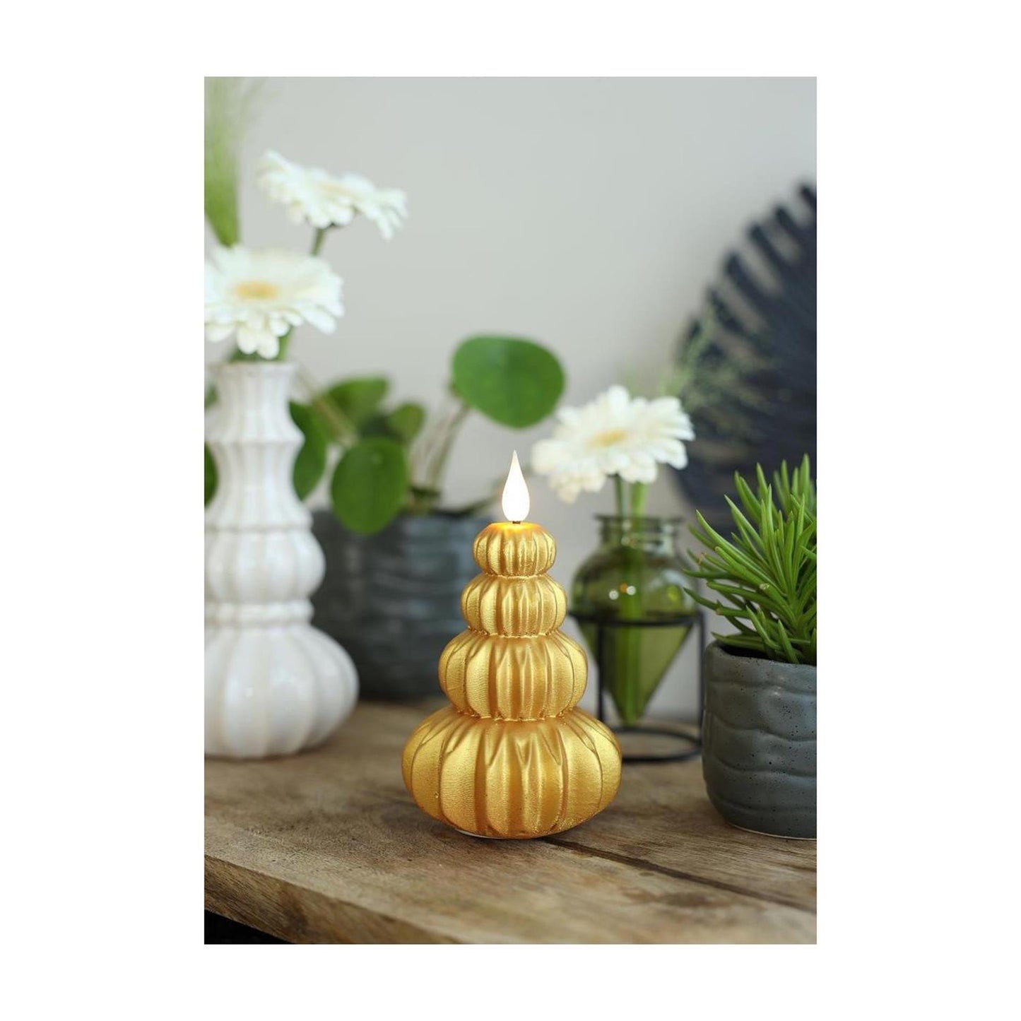 Ideas 4 seasons led kaars wax boom goud ø6,9xh12cm