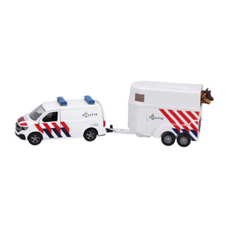 Kids globe vw transporter politie met paardentrailer
