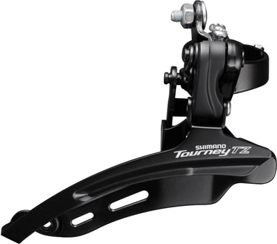 Shimano voorderailleur 6 7-speed tourney tz fd-tz510 down swing - hoge klem ø28,6 mm - 48t - zwart zilver