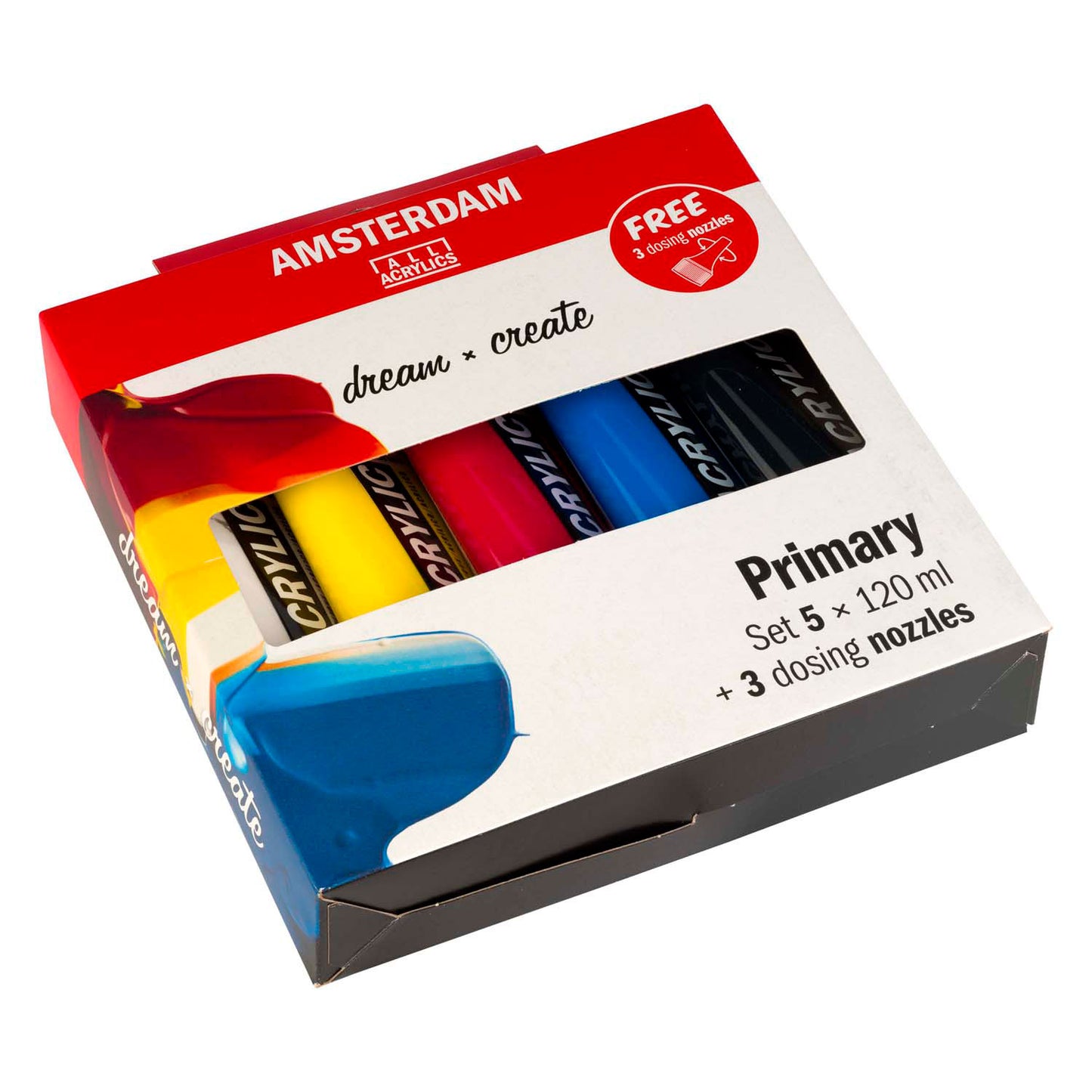 Amsterdam standard series acrylverf primaire set | 5 x 120 ml + 3 doseertuiten