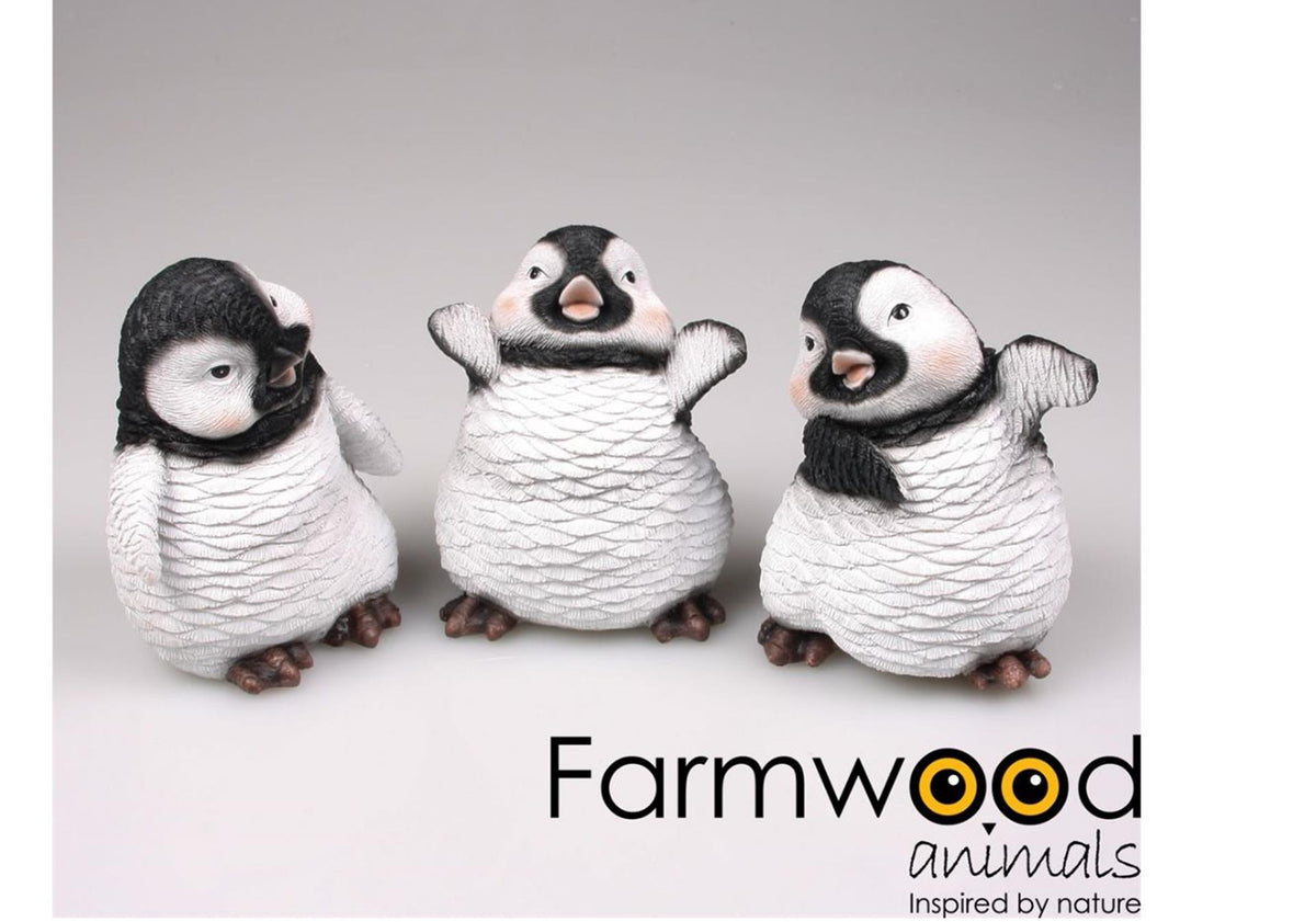 Farmwood animals tuinbeeld pinguin polystone 13x22x20cm