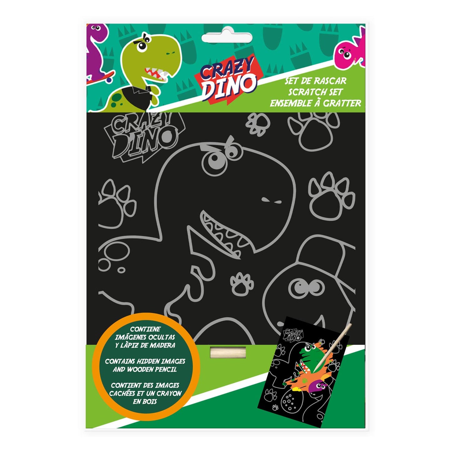 Kids licensing scratch kunst crazy dino