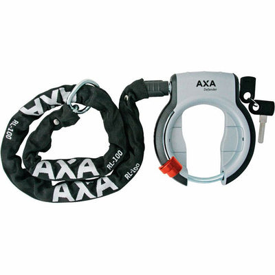 Axa ringslot defender zwart zilver + ketting rlc100 art2