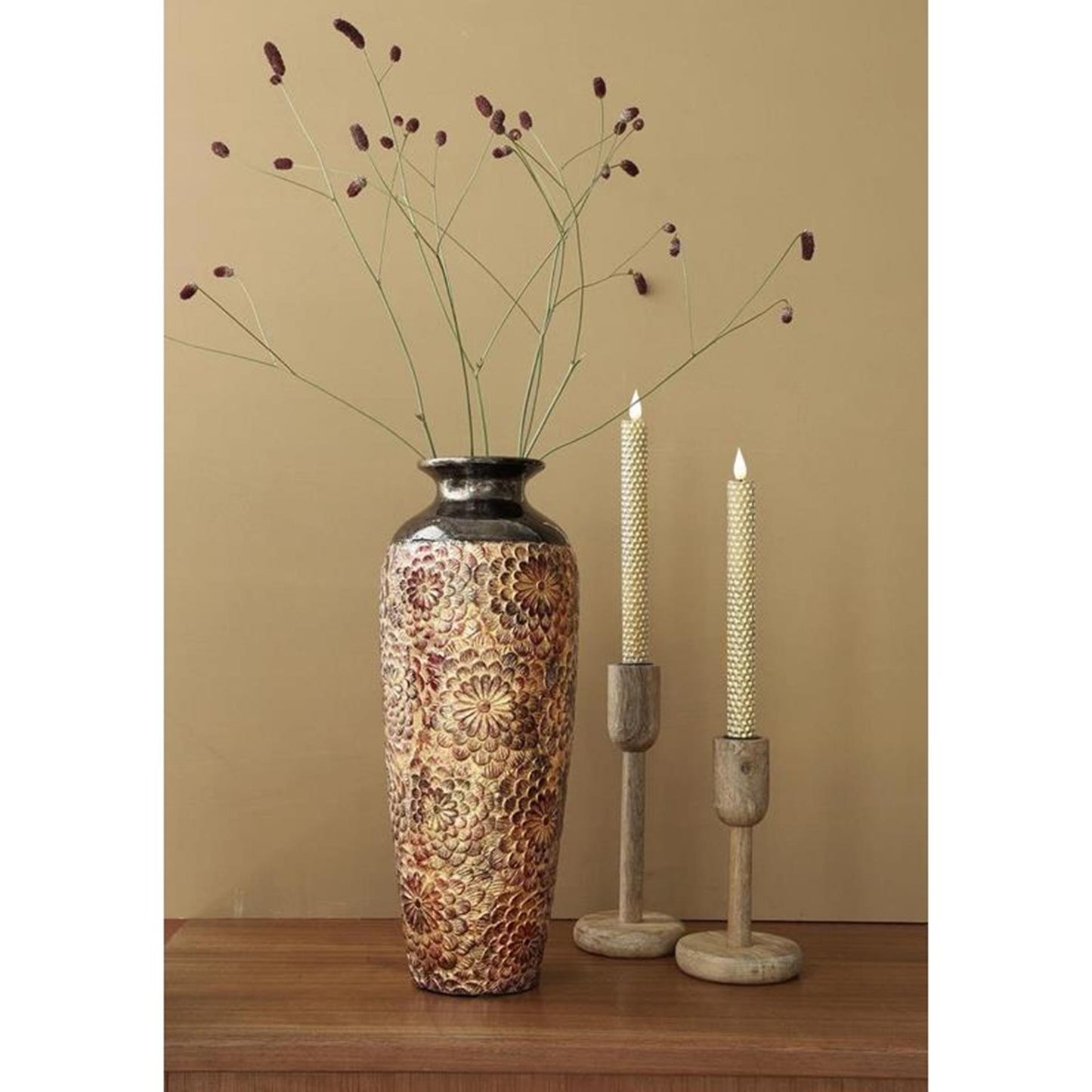 Ideas 4 seasons dazzle vaas bloem bruin ø15xh41cm
