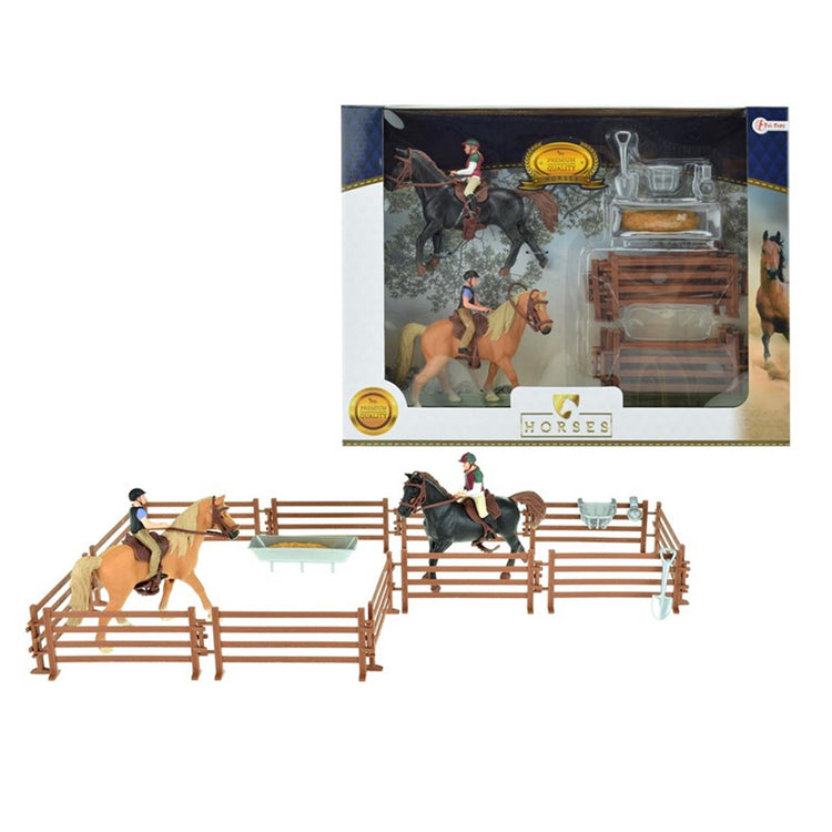 Toi-toys twee paarden met ruiters en accessoires