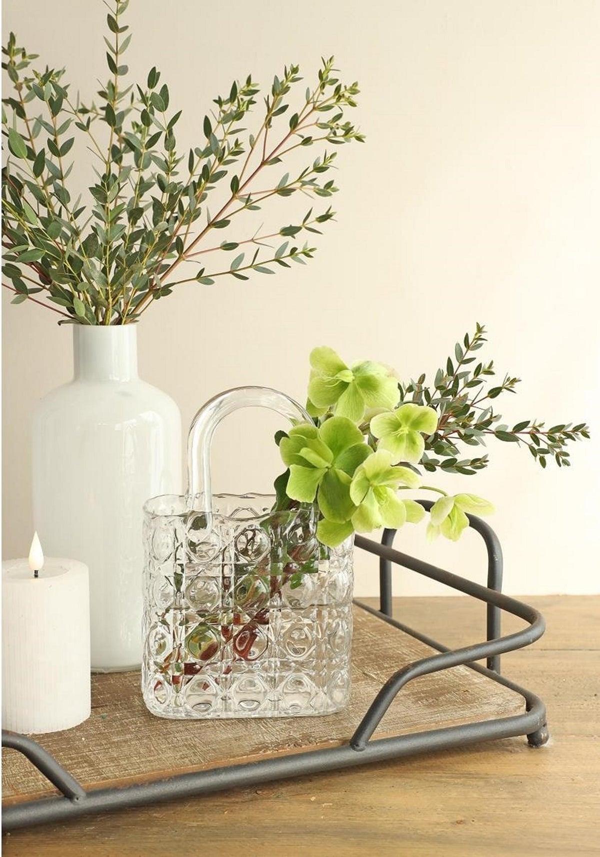 Ideas 4 seasons elysee glazen handtas vaas 14x9,5x22cm