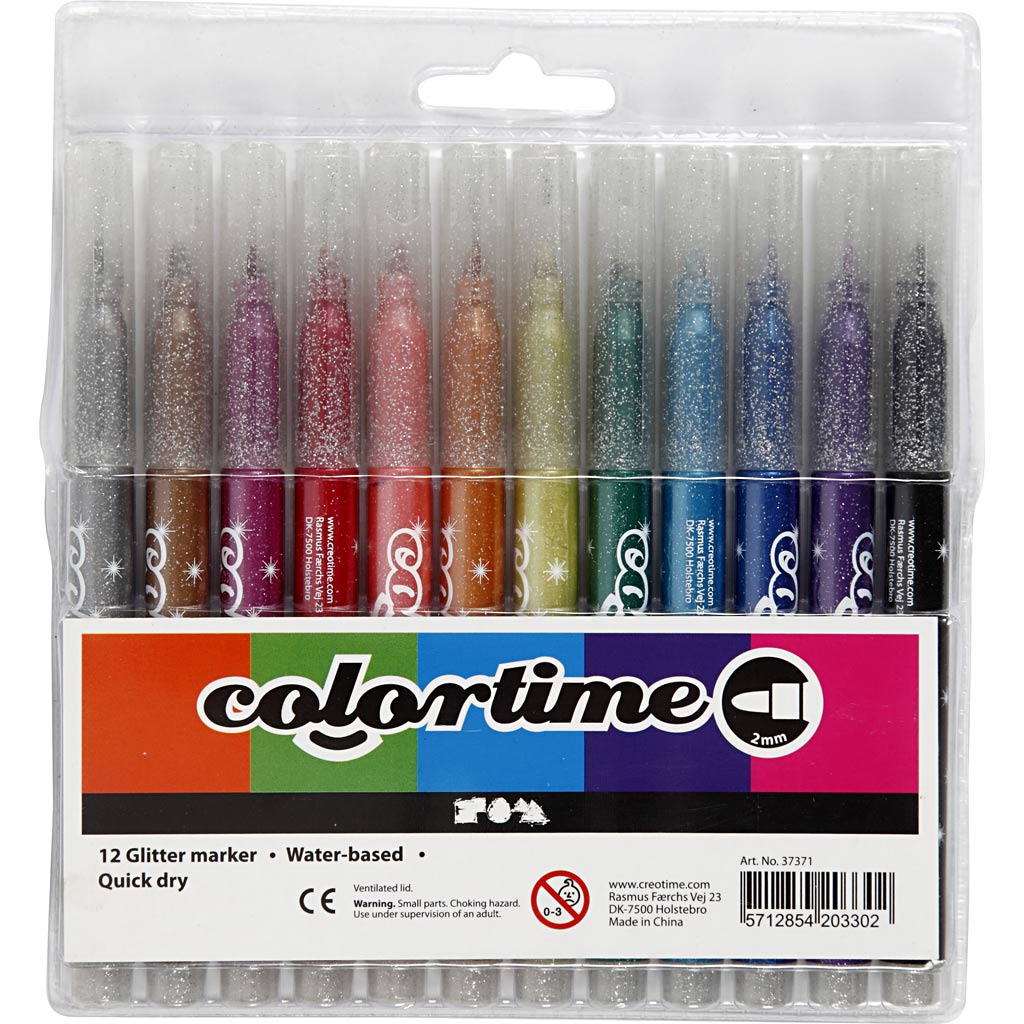 Colortime glitterstiften, 12st.
