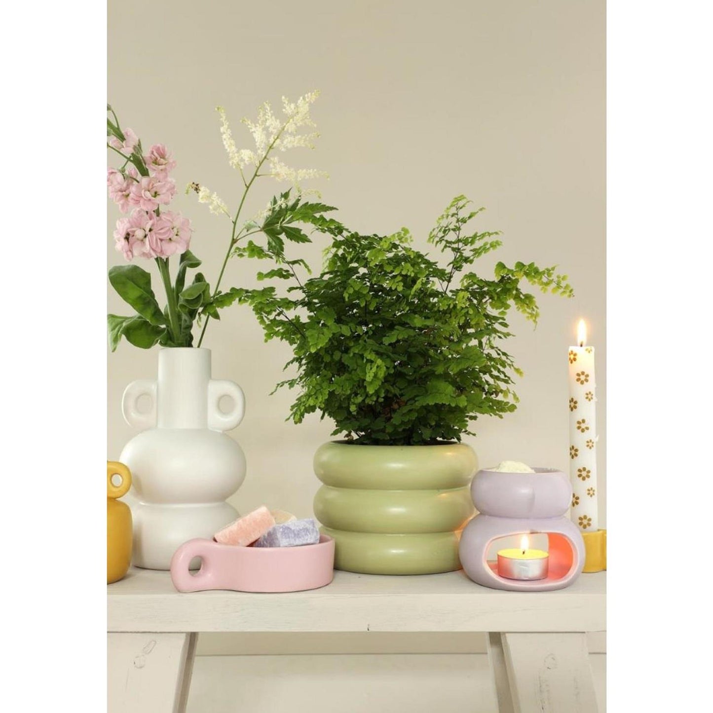 Ideas 4 seasons chubby kaarsenhouder roze 13,5x9,5x3,3cm