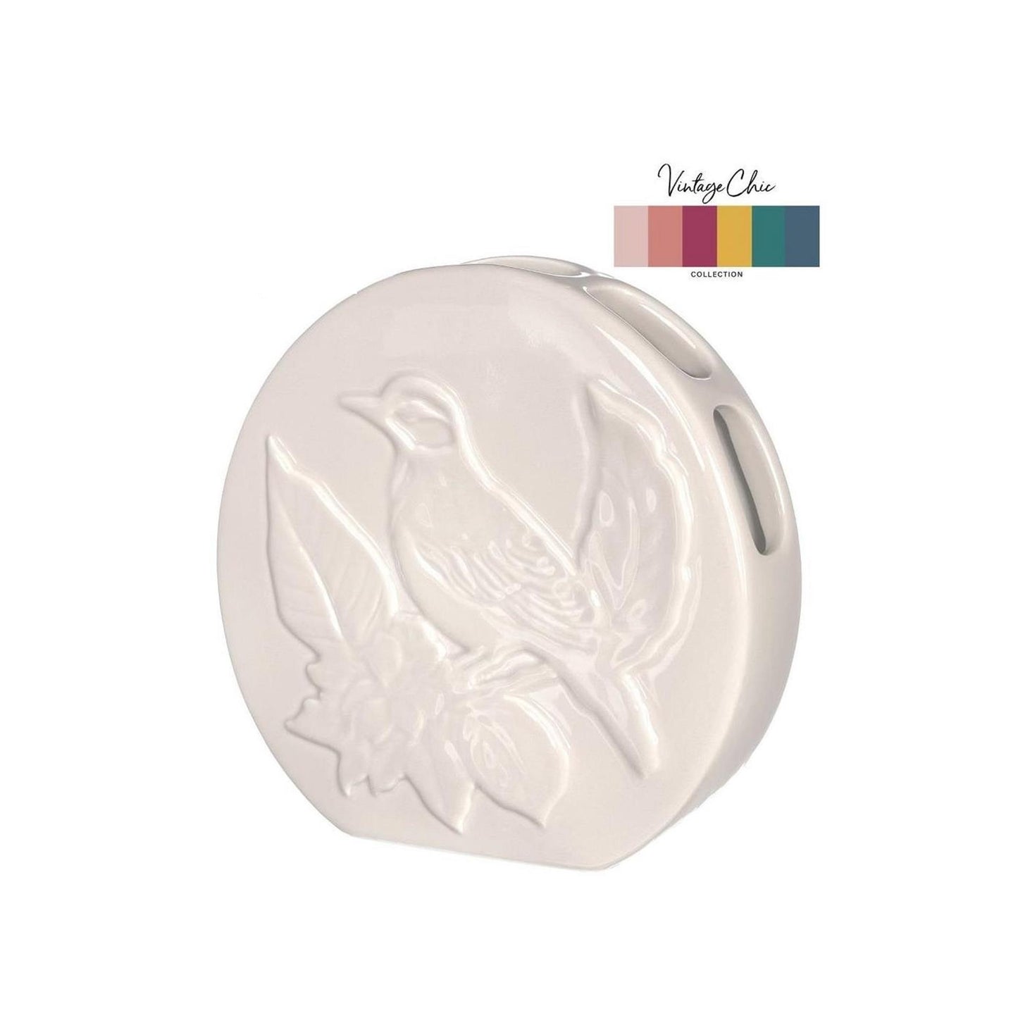 Ideas 4 seasons vaas bird crã¨me ø6xh20cm