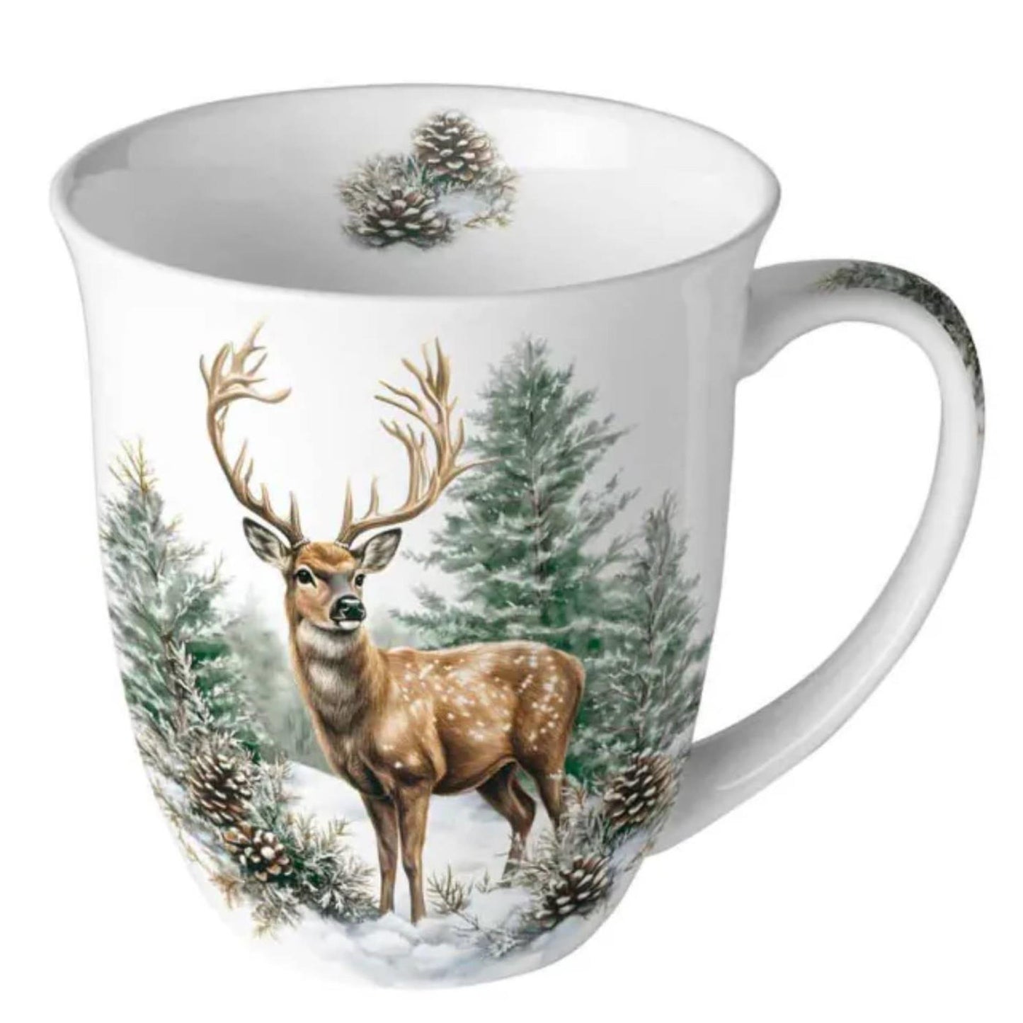 Ambiente mok 400ml winter stag white porselein dia.10x10,5cm