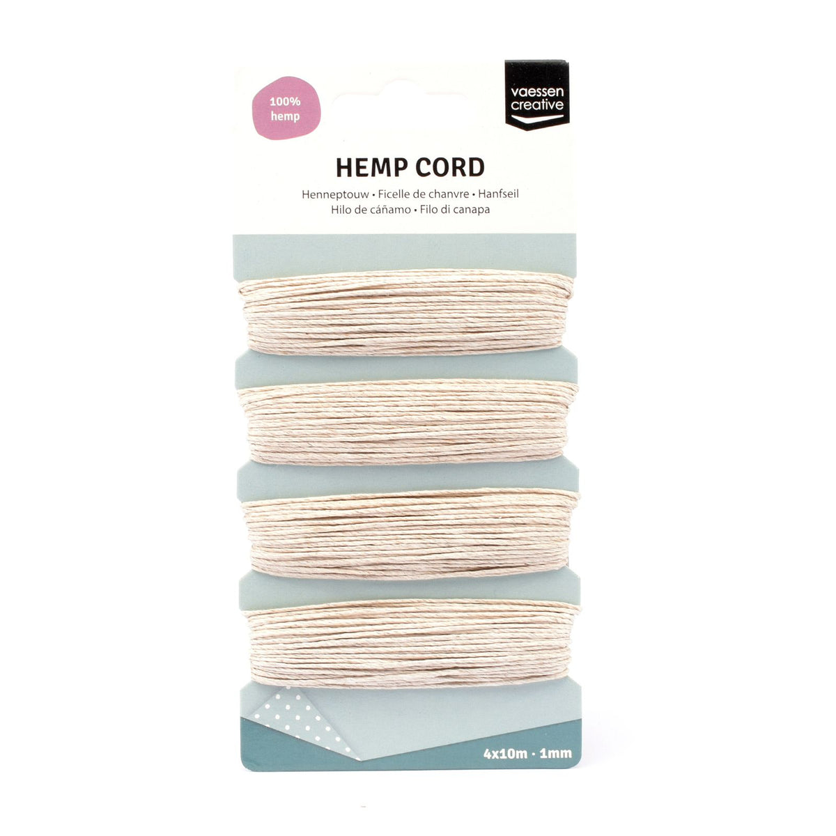 Vaessen creative • hemp koord assortiment 4x10m naturel