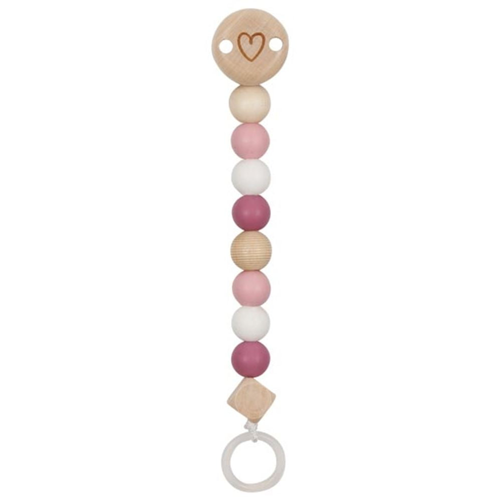 Goki houten fopspeenketting hart roze