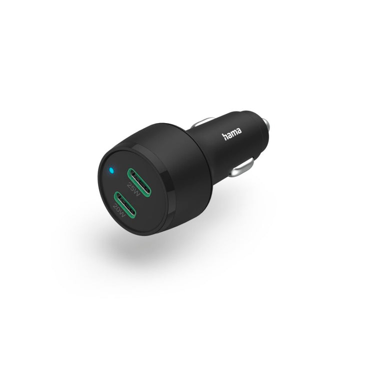 Hama auto-snellader 2x usb-c power delivery qualcomm reg; 45 w zwart