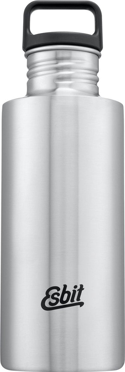 Esbit sculptor waterfles - 750ml - zilver - rvs drinkfles - lusdop