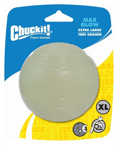 Chuckit! max glow ball – hondenspeelgoed – hondenbal - drijvend – apporteerspeelgoed – glow in the dark - extra large - ø9 cm - 1 stuks