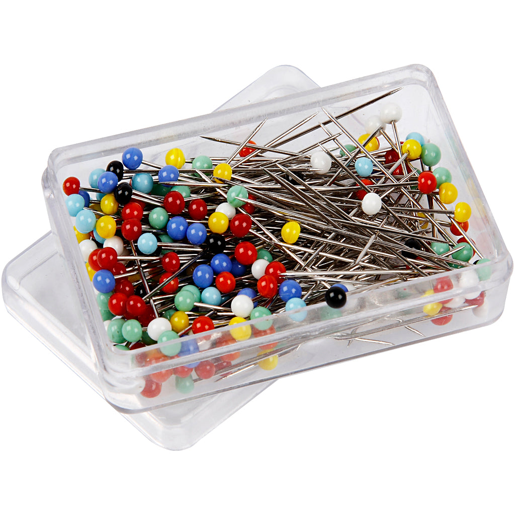Creativ company 200 stuks spelden steeknaalden met verschillend gekleurde plastic koppen - 31 mm - hobby naai materiaal