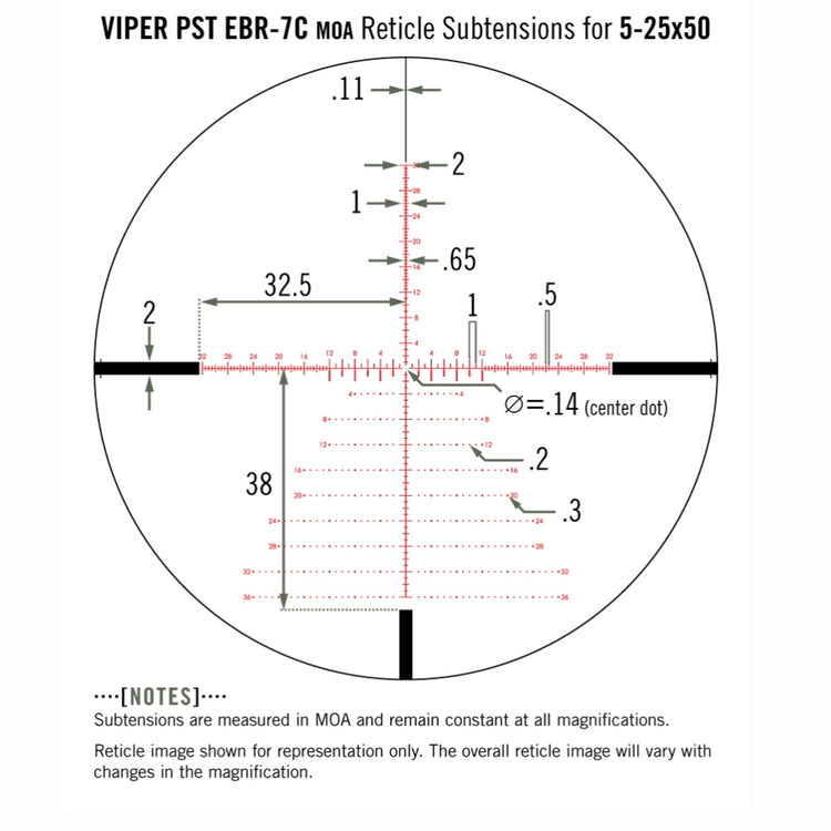 Vortex viper pst gen ii 5-25x50 ffp richtkijker, ebr-7c moa
