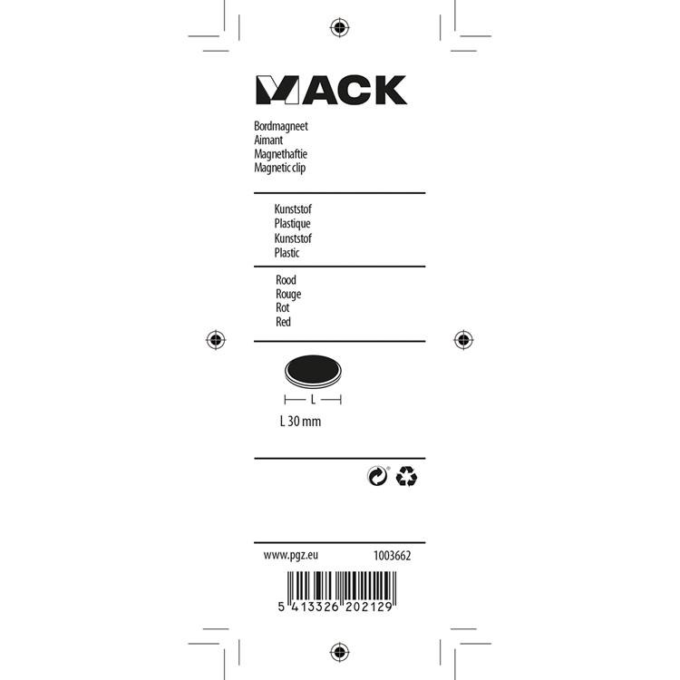 Mack 1003662 - bordmagneet kunststof rood 4 st 30mm | 10 stuks