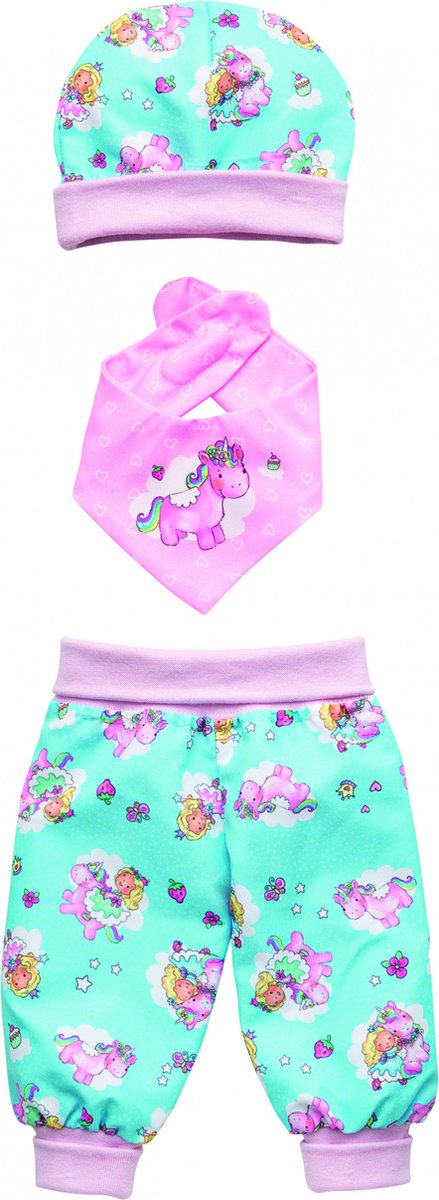 Heless poppenkledingset eenhoorn 28-35 cm katoen roze blauw