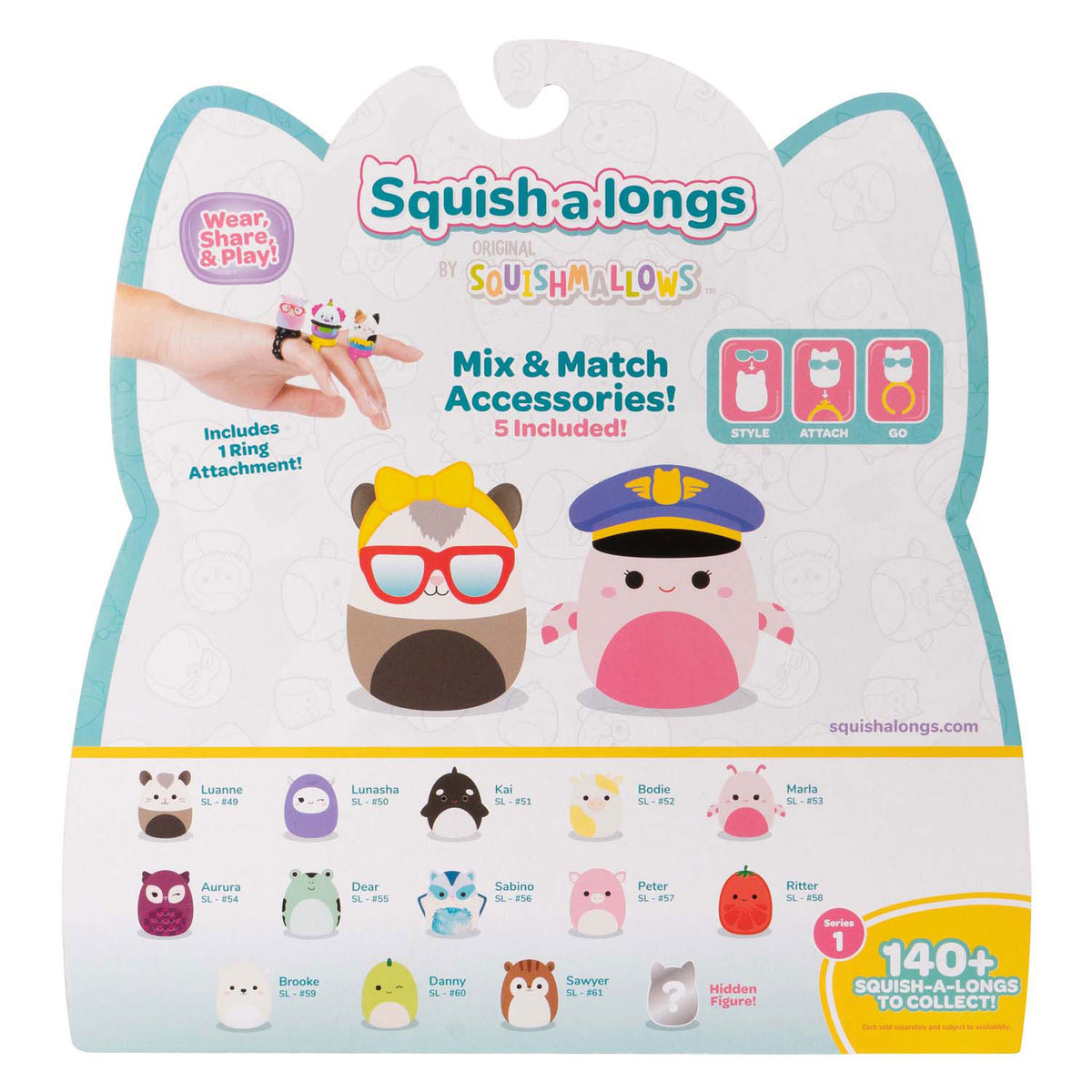 Squishmallows - squish-a-longs speelfiguren - style 2, 14dlg.