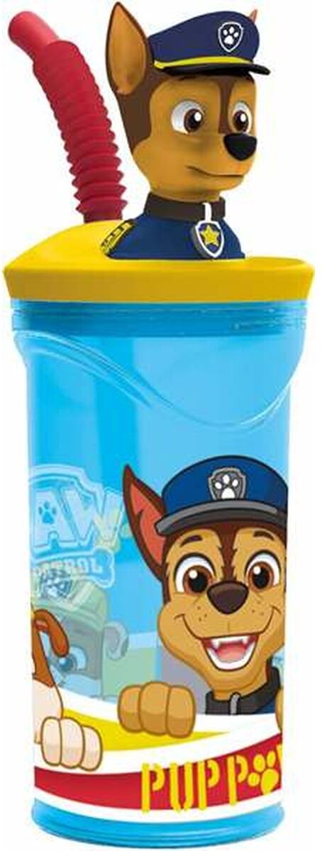Stor paw patrol drinkbeker met rietje – 360 ml – herbruikbaar – met 3d-figuur – bpa-vrij – tumbler voor kinderen vanaf 4 jaar – transparant blauw