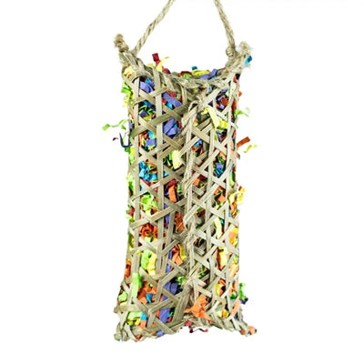 Back zoo nature parakeet woven bamboo pouch