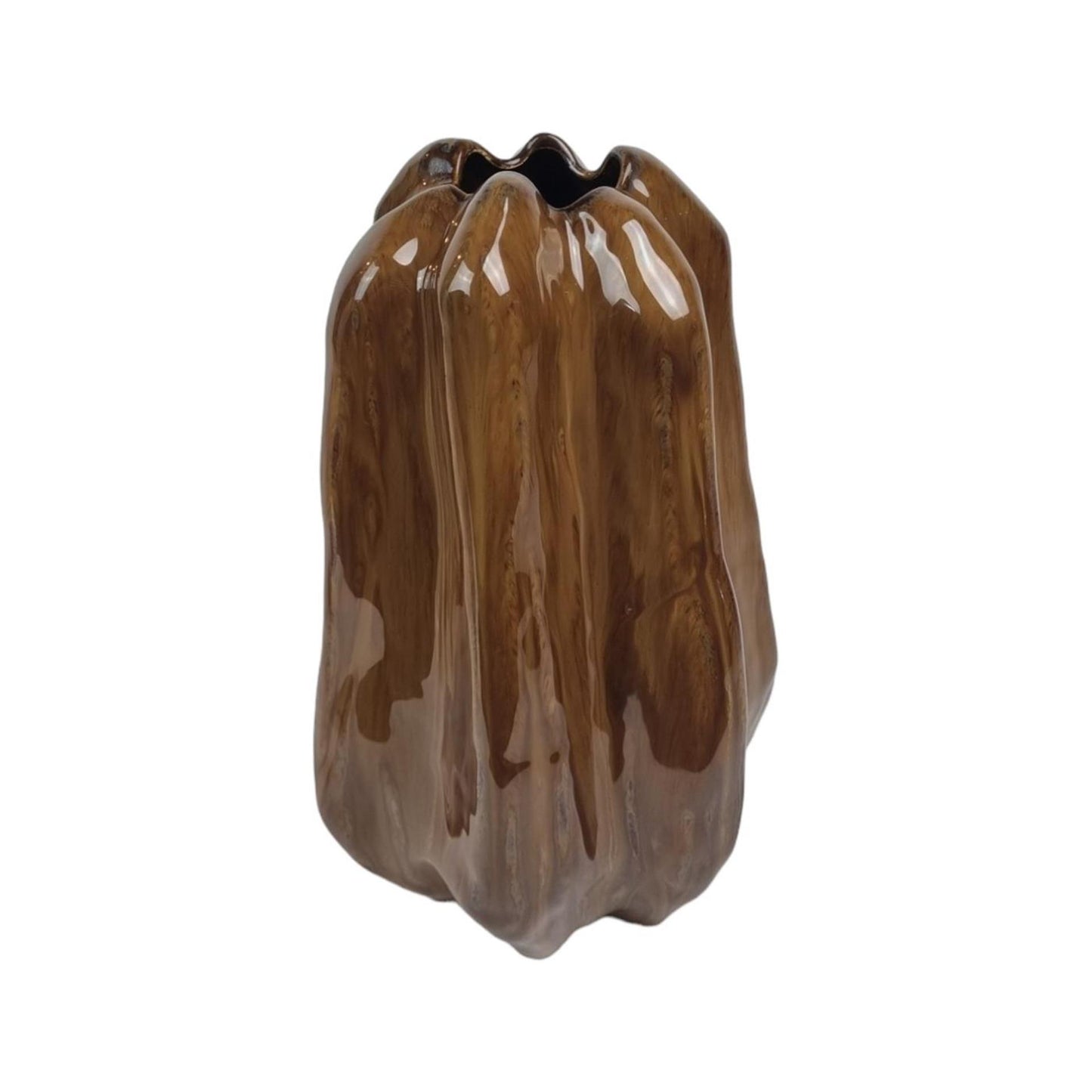 Mansion atmosphere vaas merano keramiek bruin 16,5x15x25,5cm