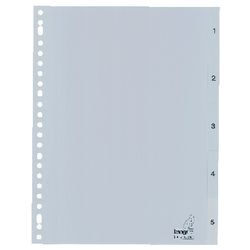 Tabbladen kangaro pp g405cm a4 120 micron grijs 5-delig 1-5 23-gaats bedrukt
