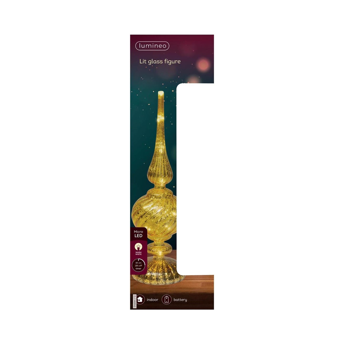 Lumineo micro led tafelpiek glas ã˜9x30cm goud warm wit