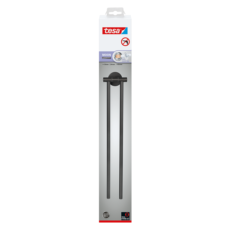 Tesa 1072306 - moon grafiet handdoekhouder 2-armig | 2 stuks