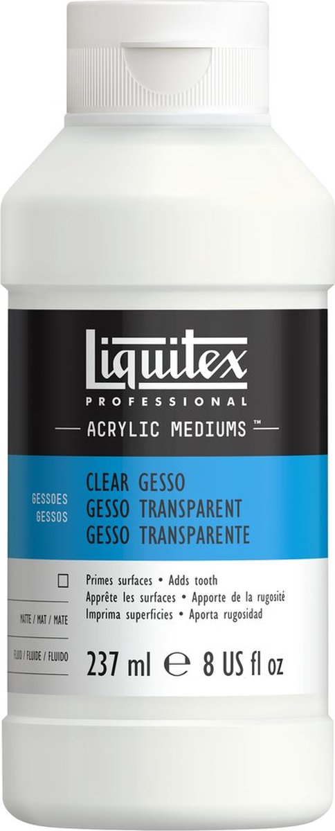 Liquitex 7608 professional clear gesso 237 ml – transparante acrylgrond voor canvas mixed media - transparent gesso