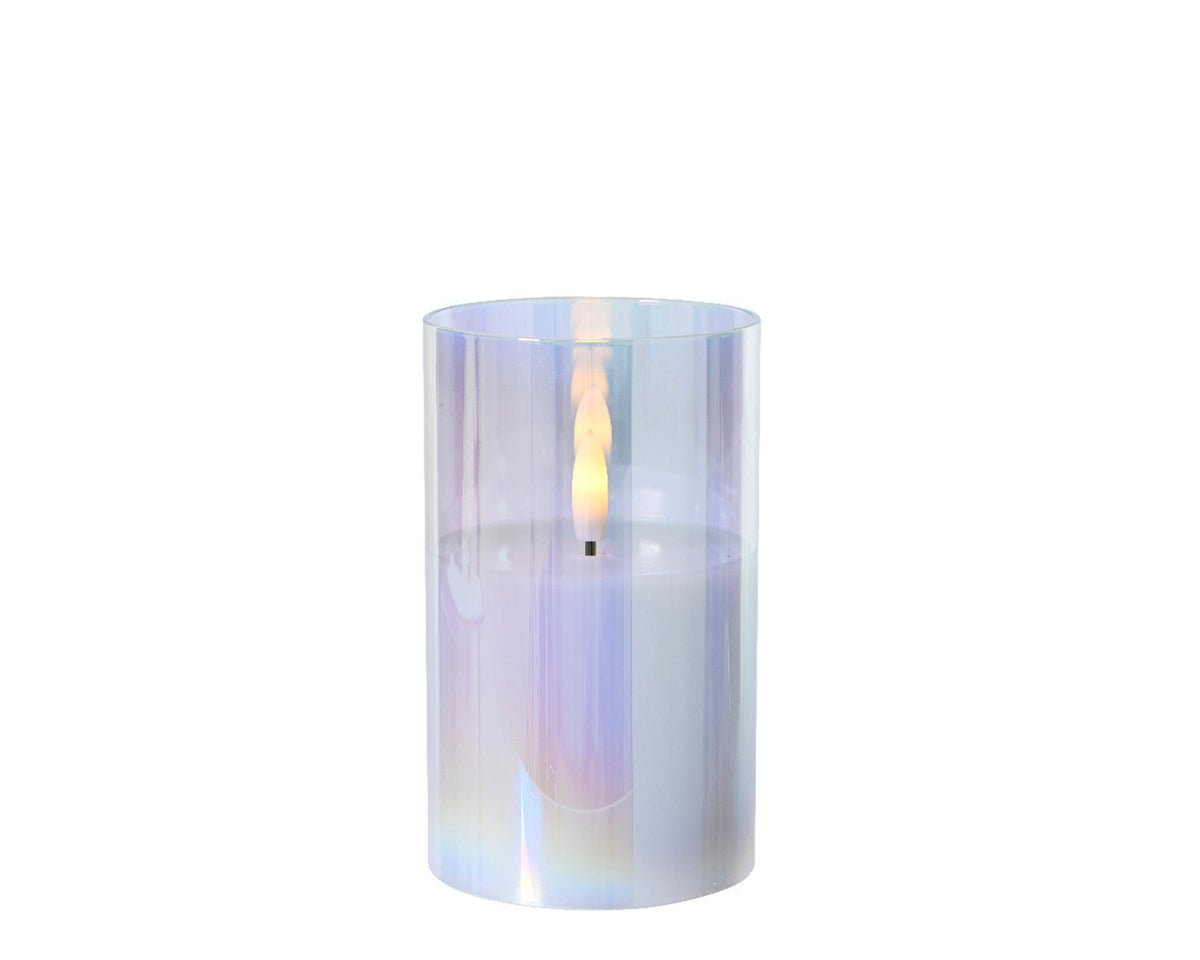 Lumineo kaars led in glas iriserend 12,5cm