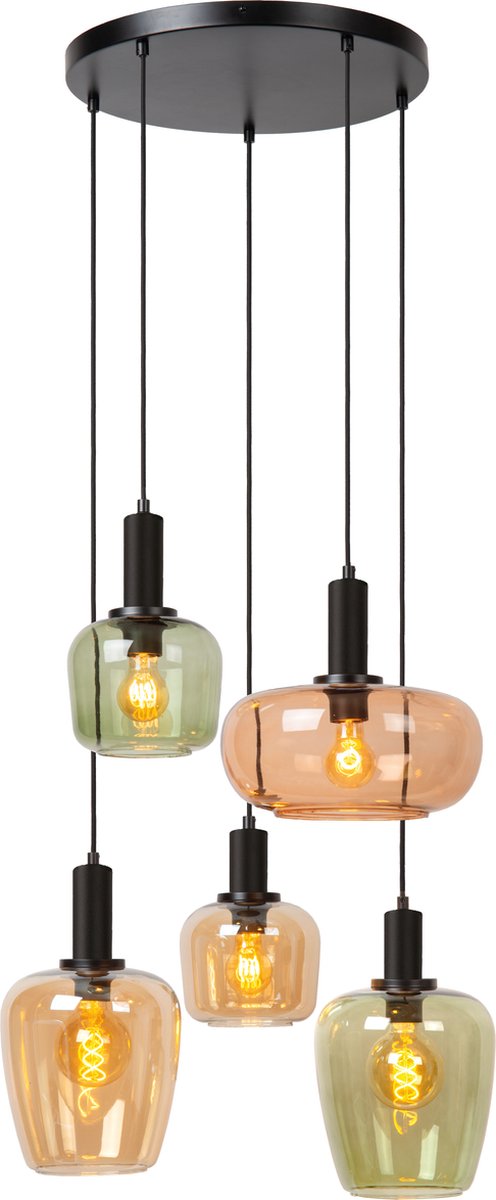 Lucide ilona - hanglamp - 5xe27 - zwart