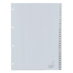 Tabbladen kangaro g431c pp a4 120 micron grijs 31-delig 1-31 4-gaats bedrukt