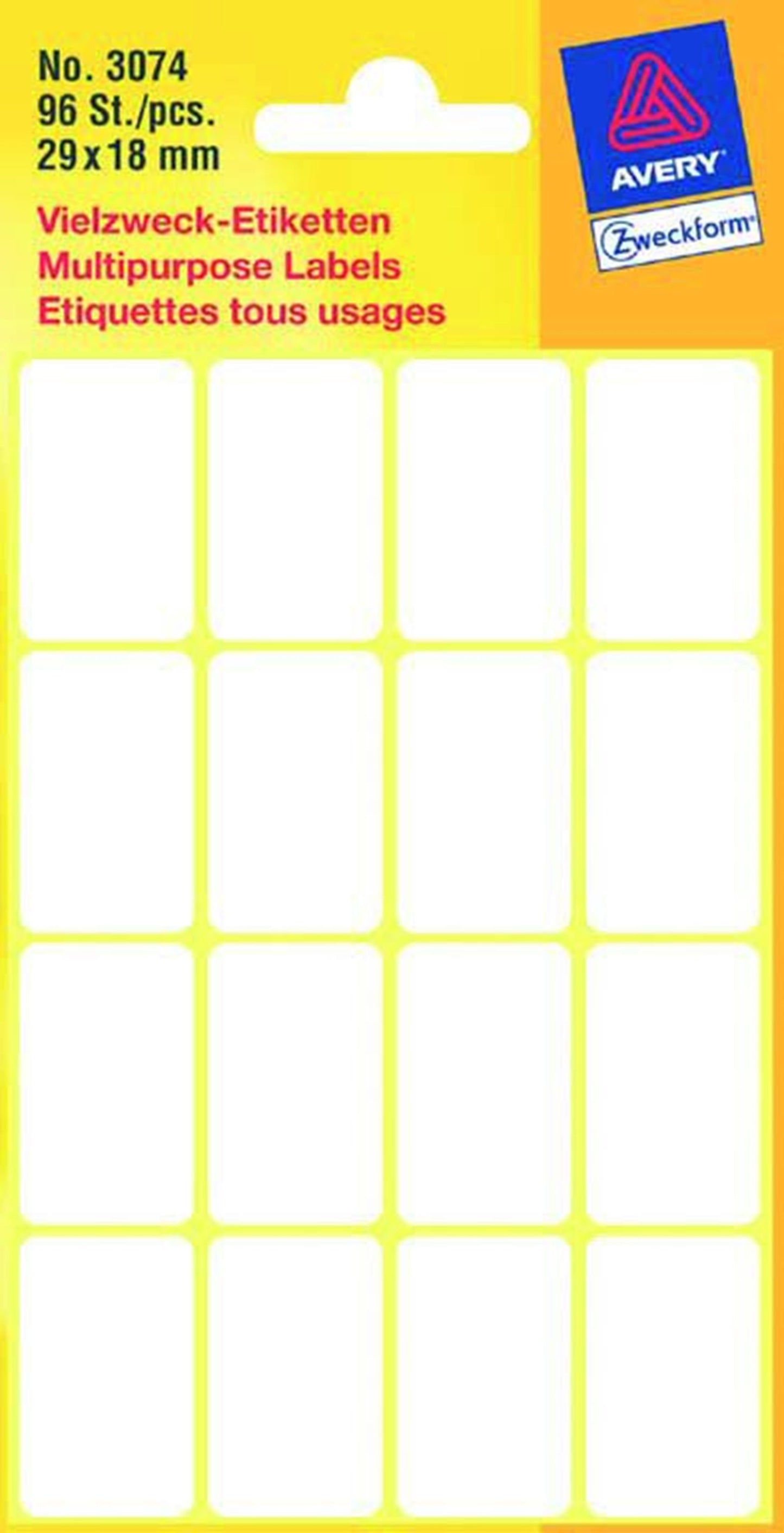 Kangaro etiket zweckform 29x18mm wit blister a 96 etiketjes. bundel a 10 pakjes
