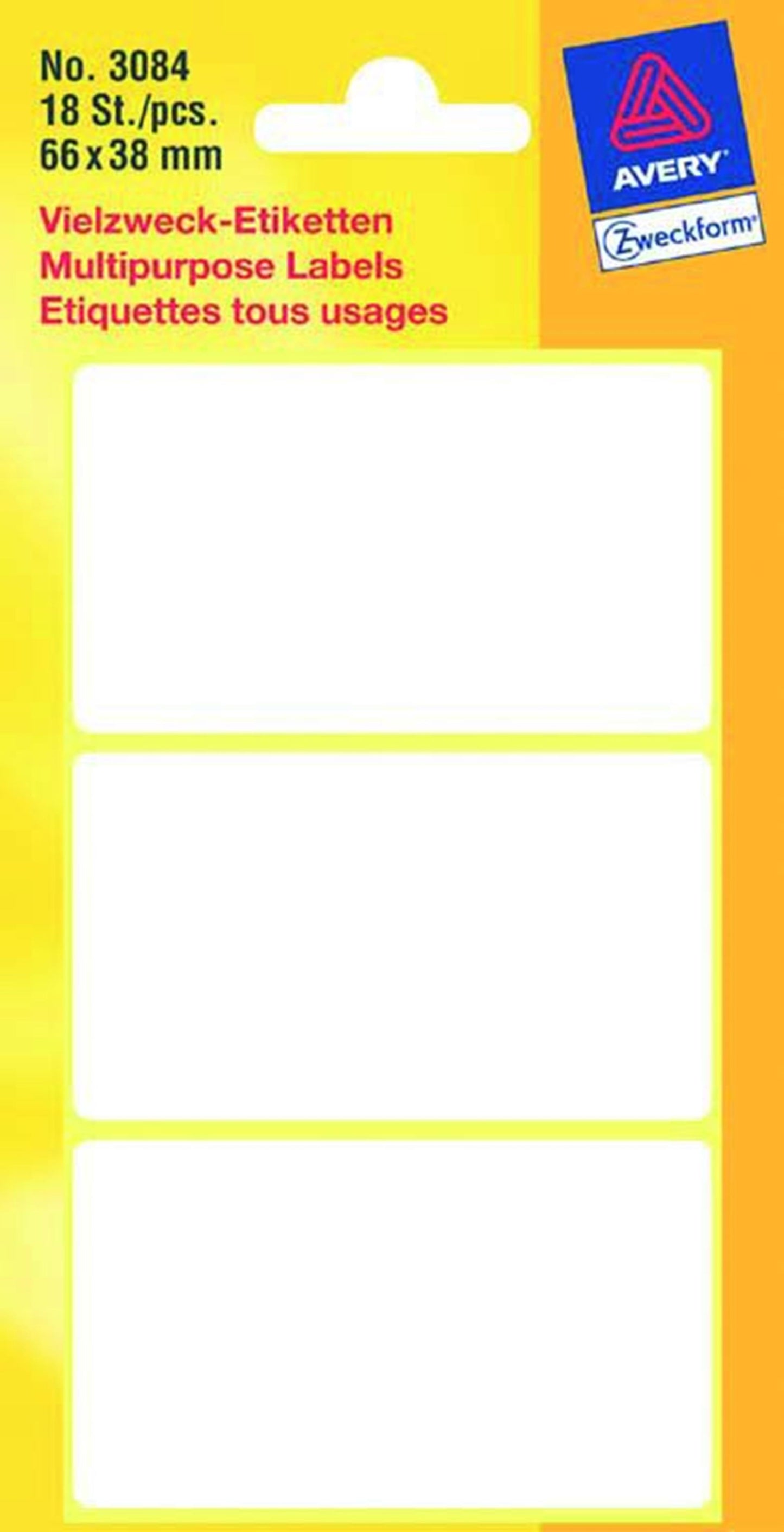 Kangaro etiket zweckform 66x38mm wit blister a 18 etiketjes bundel a 10 vel