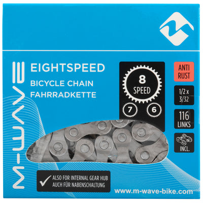 M-wave ketting 6 7 8-speed, 1 2x3 32 116l zilver anti-roest