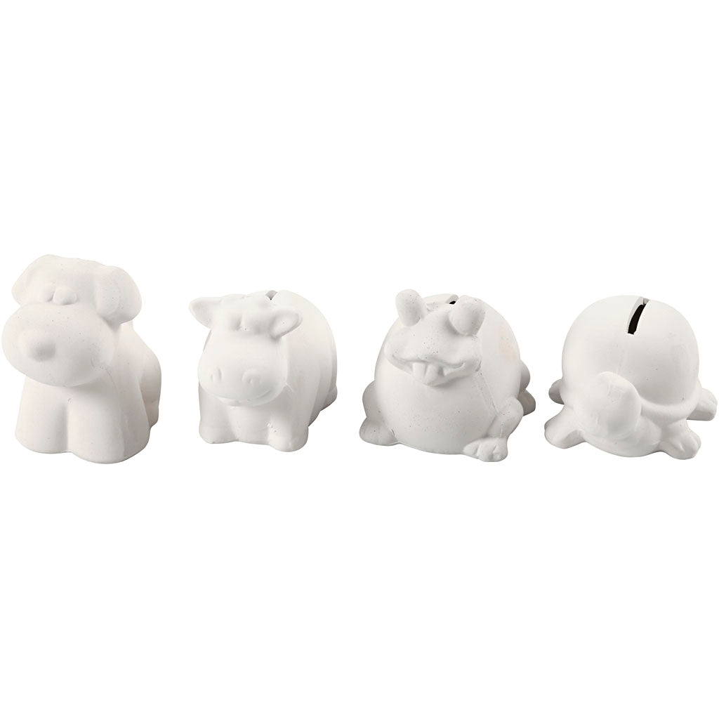 Creativ company terracotta spaarpotten dieren 10 cm 4 stuks