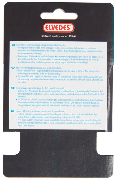 Elvedes rem binnenkabel 2 000 mm 1×19 draads rvs ø1,5mm met v-nippel ø5,5 × 10