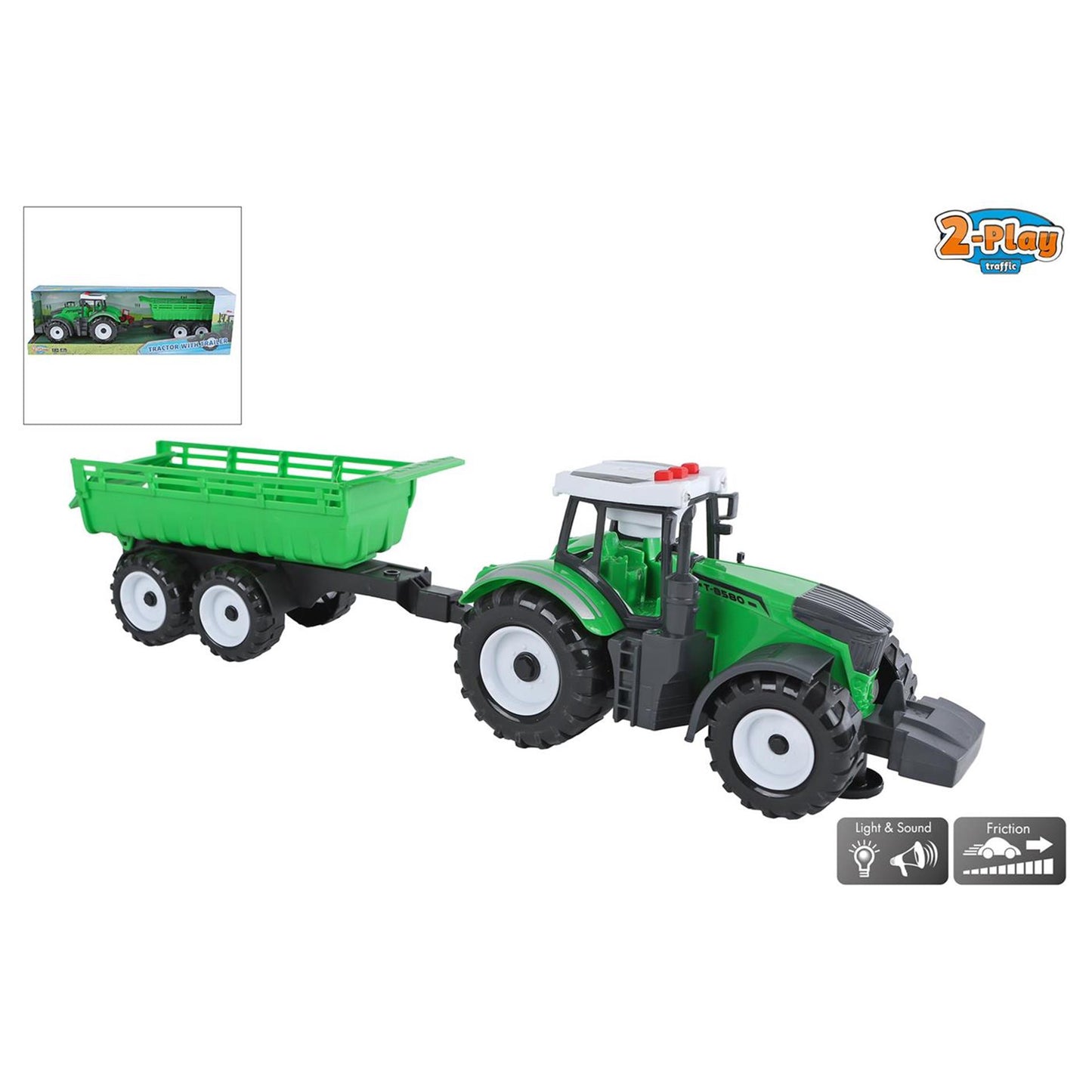 2-play tractor met aanhanger met kiepfunctie licht geluid