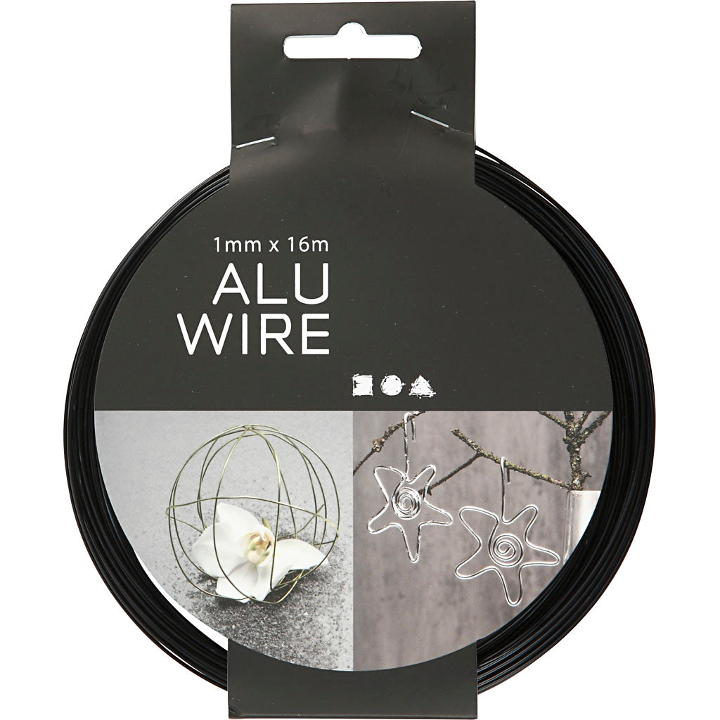 Creativ company alu draad 1 mm zwart 16 m