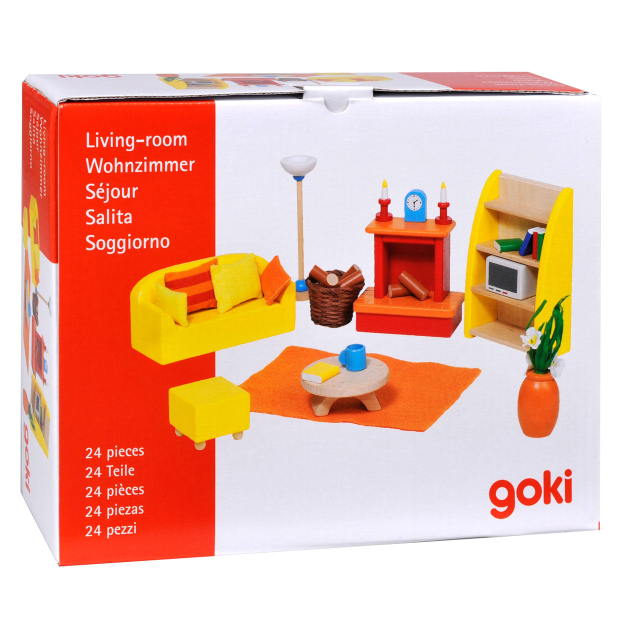Goki poppenhuismeubeltjes: moderne woonkamer 24-delig (incl. toebehoren, excl.