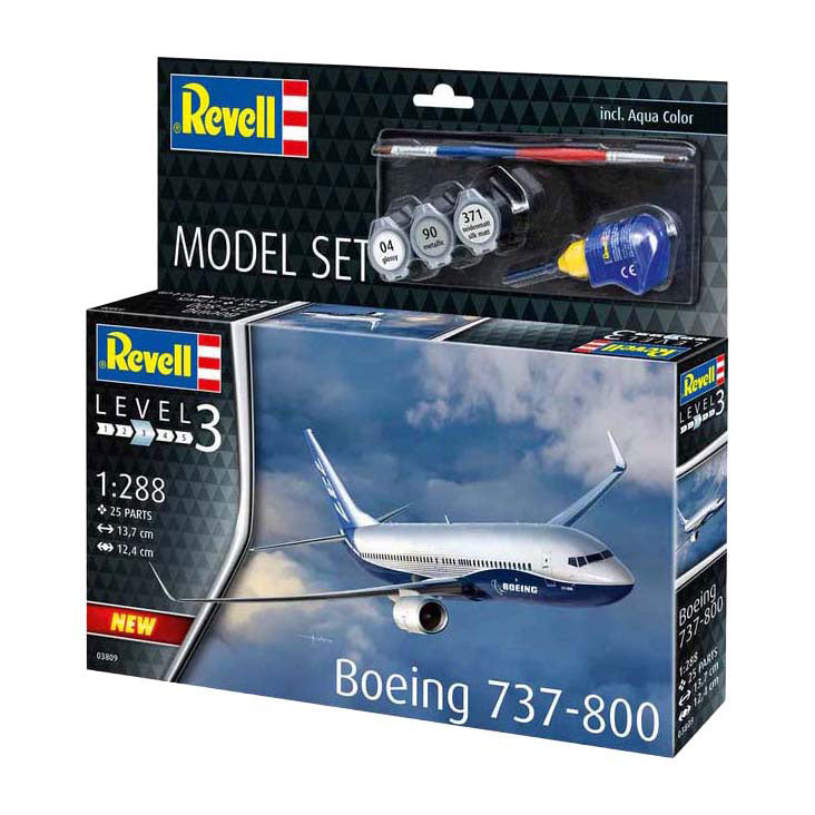 Revell modelbouwpakket - boeing 737-800 1:288 - 25dlg. - incl. basiskleuren verf