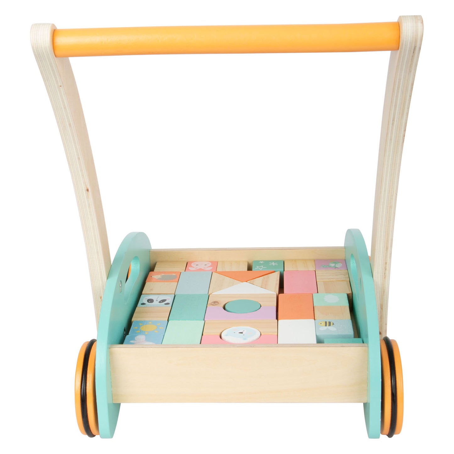 Small foot - houten baby walker loopwagen met blokken pastel, 35dlg.