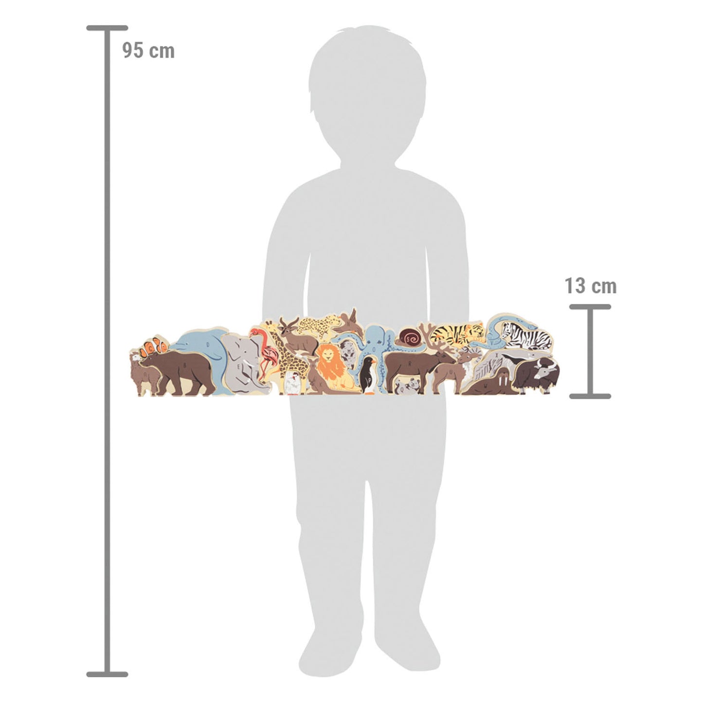 Small foot - houten letter en vormenpuzzel dieren, 26st.