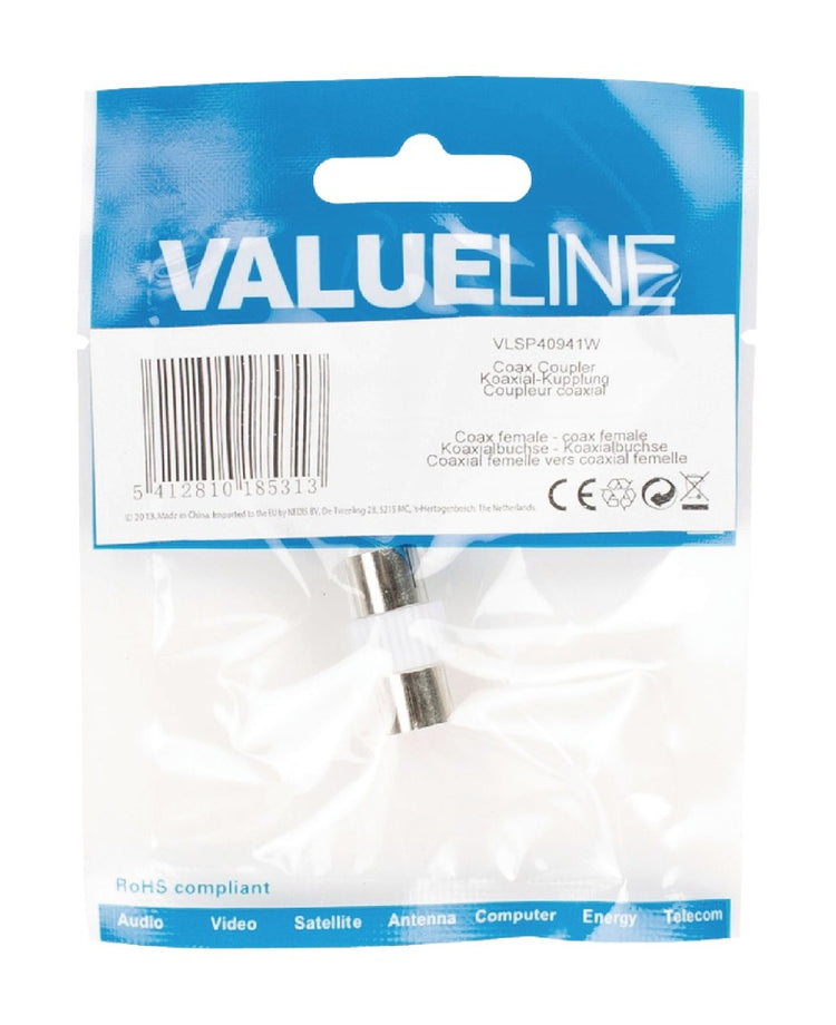 Valueline vlsp40941w coax koppeling coax vrouwelijk - coax vrouwelijk wit
