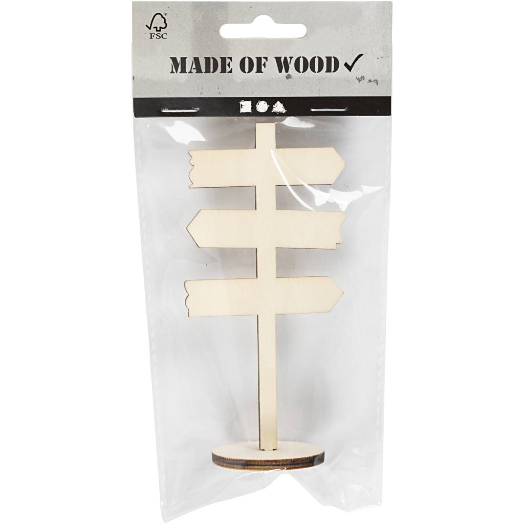 Creativ company houten bord pijlen op voet, 12cm