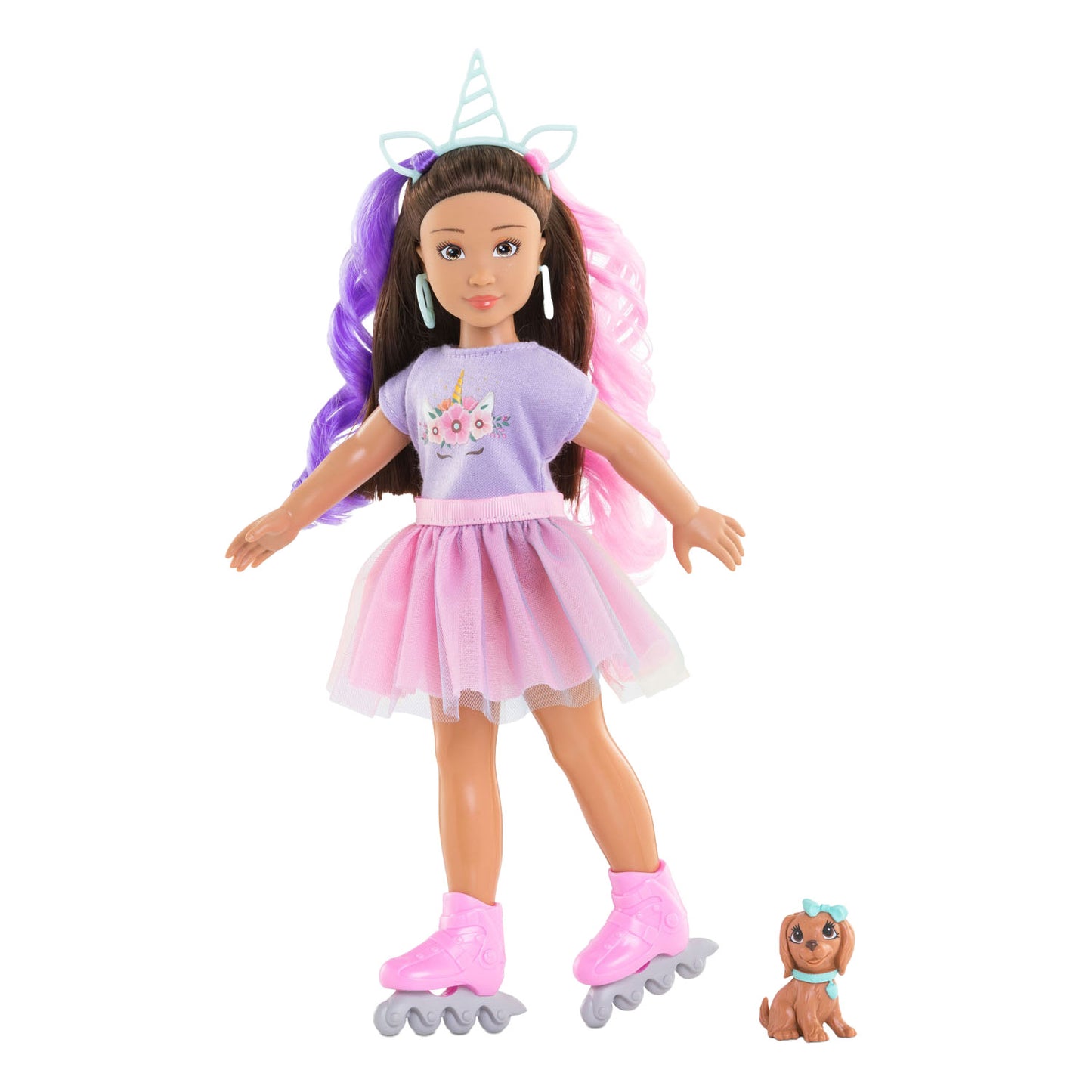 Corolle modepop luna eenhoorn met accessoires en hond - 28 cm.