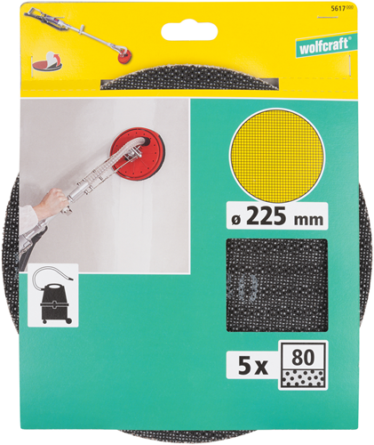 Wolfcraft schuurschijven stramien | sic | k80 | ø225mm | 5 stuks - 5617000