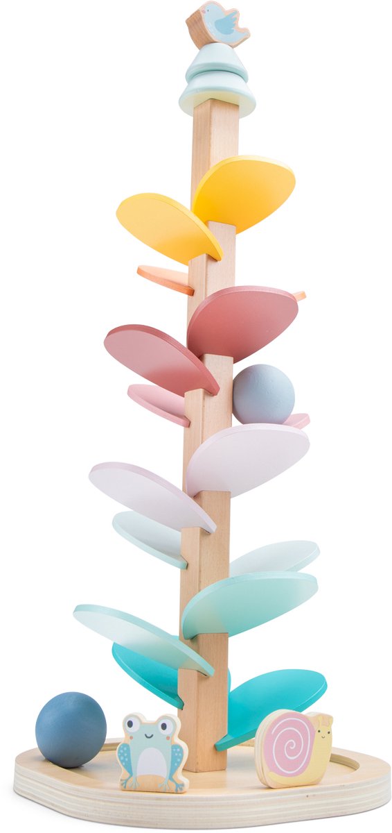 Woet ® houten klankenboom – muziekspeelgoed met 2 ballen en dierenvriendjes – educatief sensorisch speelgoed – ballenboom houten speelgoed – vanaf 2 jaar